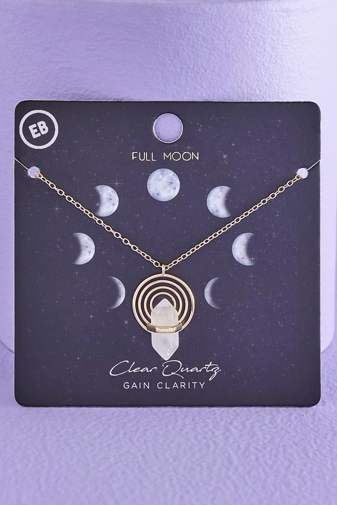 Clear Quartz Full Moon Necklace