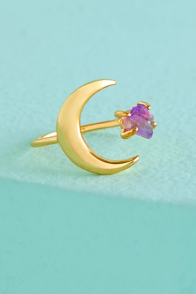 Amethyst Gold Moonlit Ring