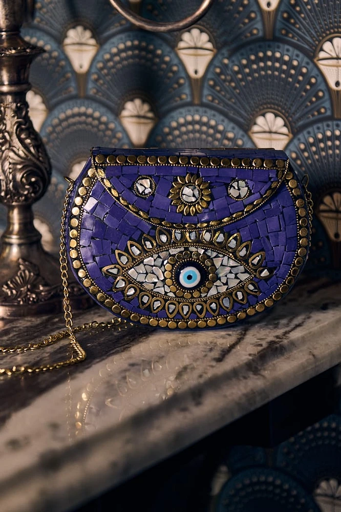 Metal Azure Evil Eye Crossbody Bag