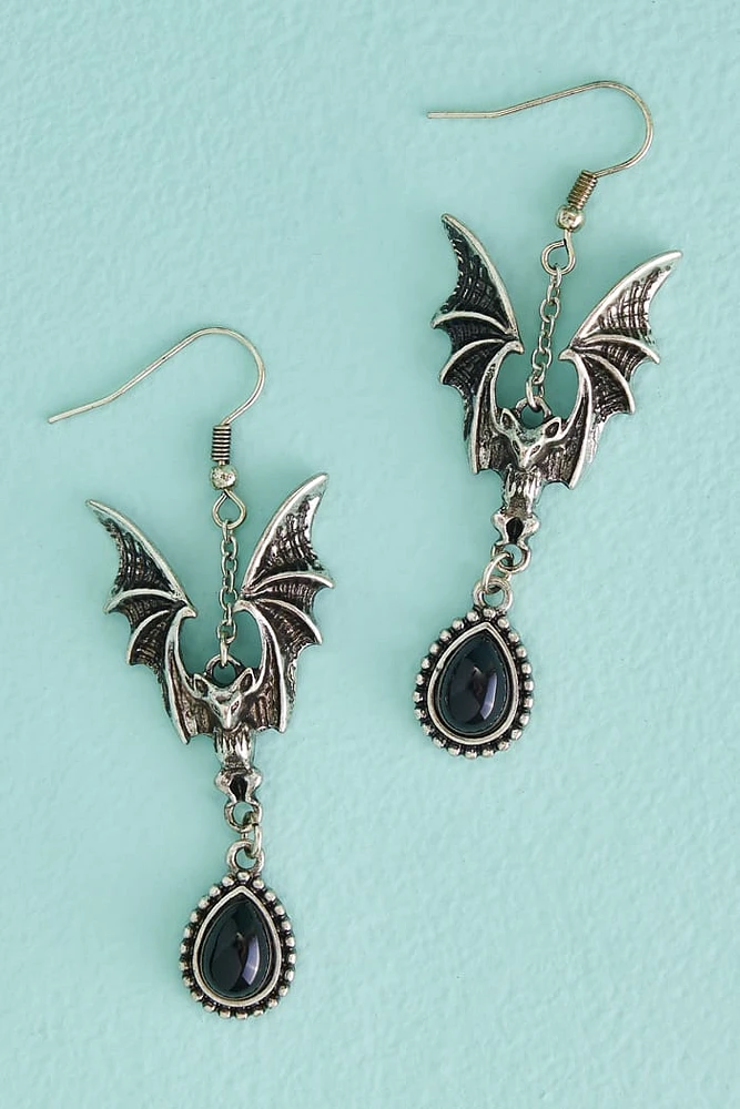 Vampire Bat Faux Stone Earrings