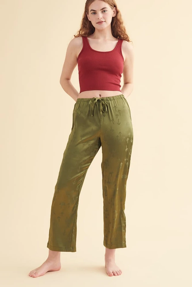 Green Mushroom Satin Sleep Pant