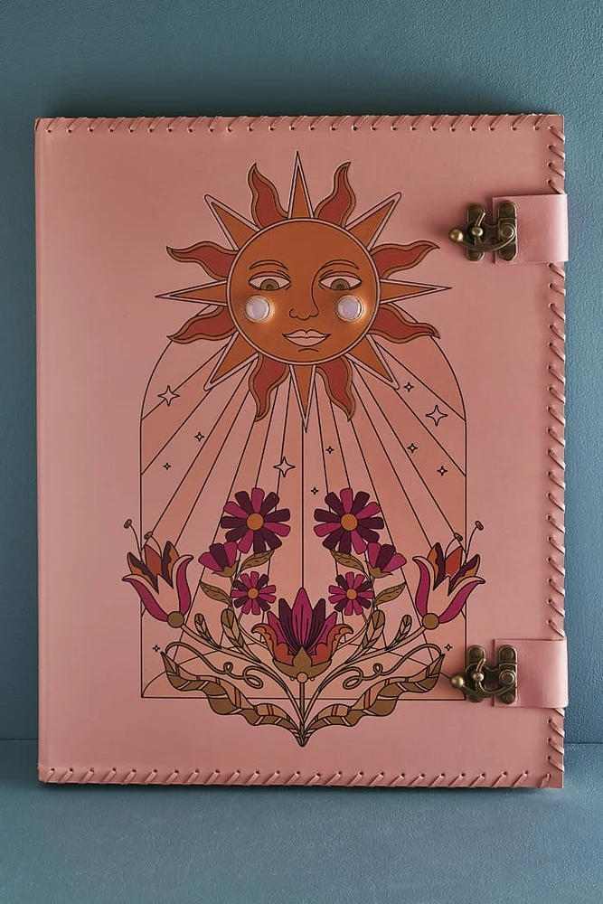 XL Pink Leather boho Sun Journal