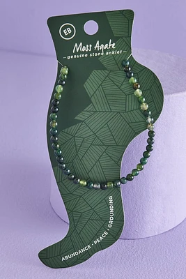 Moss Agate Stretch Beaded Anklet