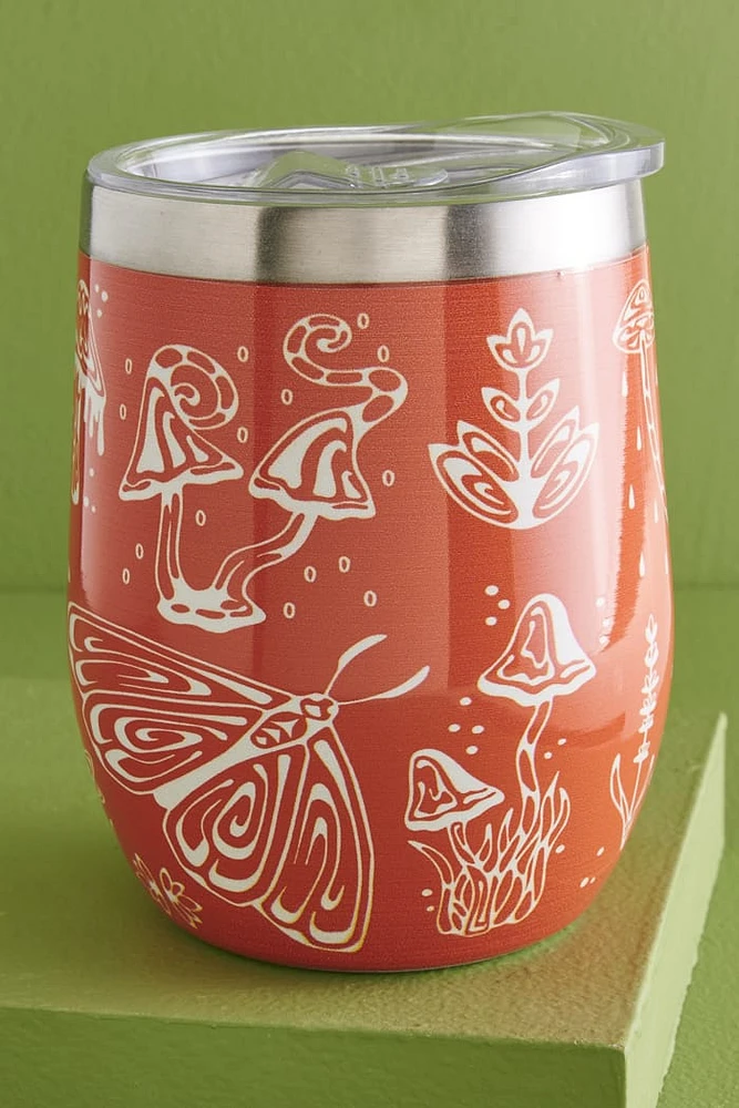 Orange Mushroom Stainless Steel Tumbler