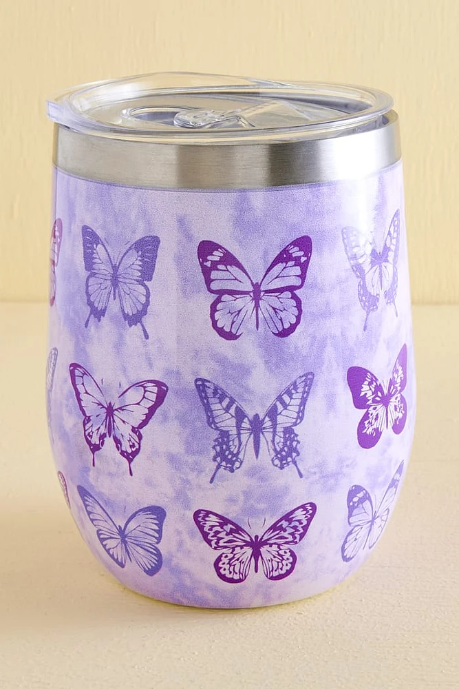 Purple Butterfly Stainless Steel Tumbler