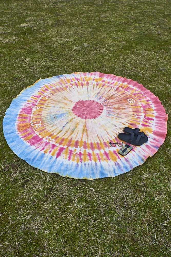 Zodiac Tie Dye Round Tapestry