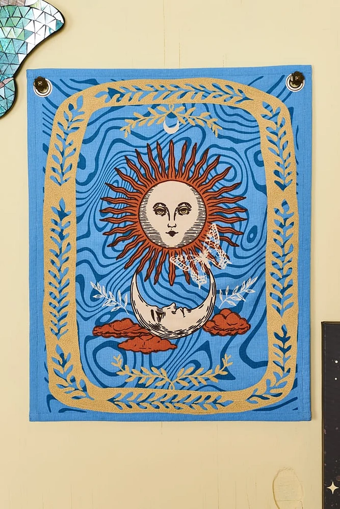 Sun and Moon Tapestry Flag