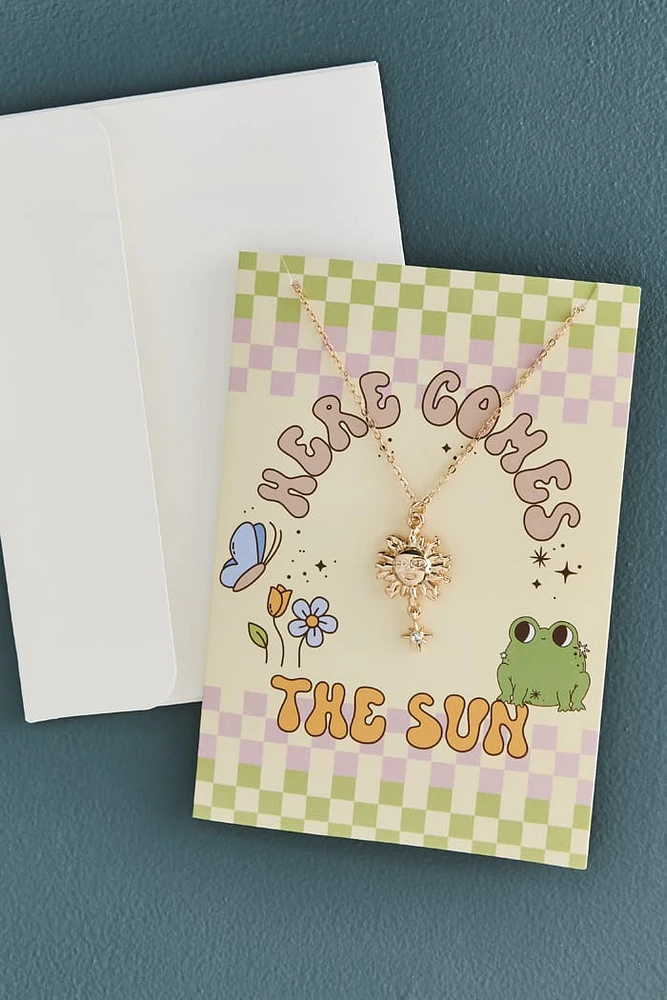 Here Comes the Sun Necklace Card