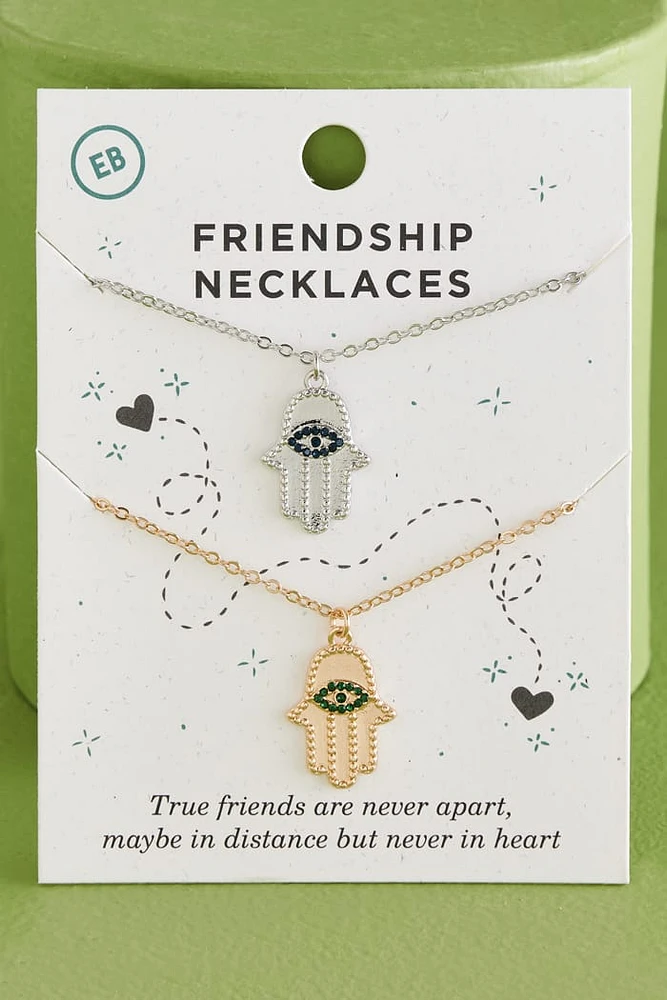 Hamsa Hand Friendship Necklace Set