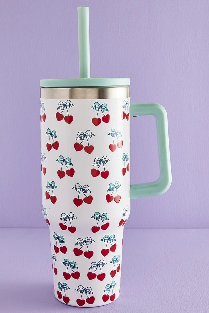 Cherry Hearts 40oz Stainless Steel Tumbler