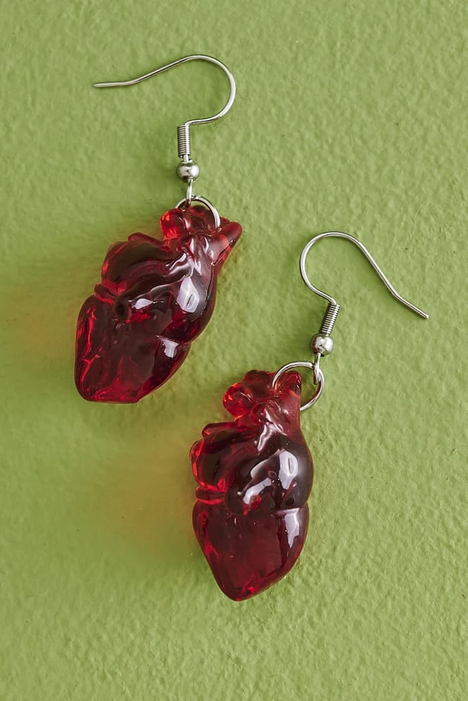 Red Anatomical Heart Earrings
