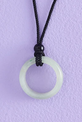 Green Aventurine Circle Stone Necklace - boho Jewelry for Healing Energy
