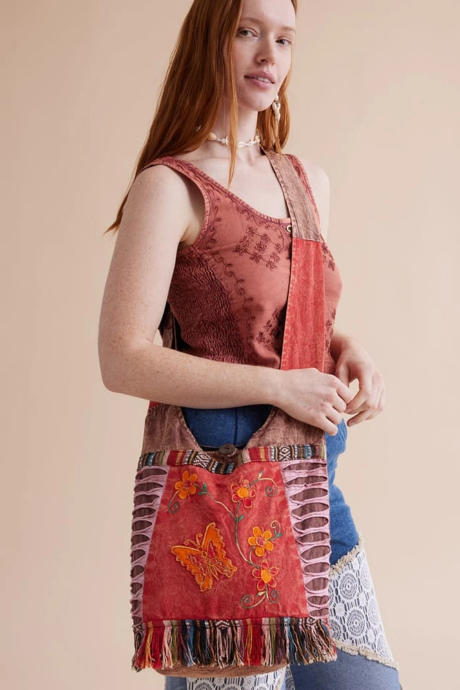 boho Butterfly Garden Crossbody Bag