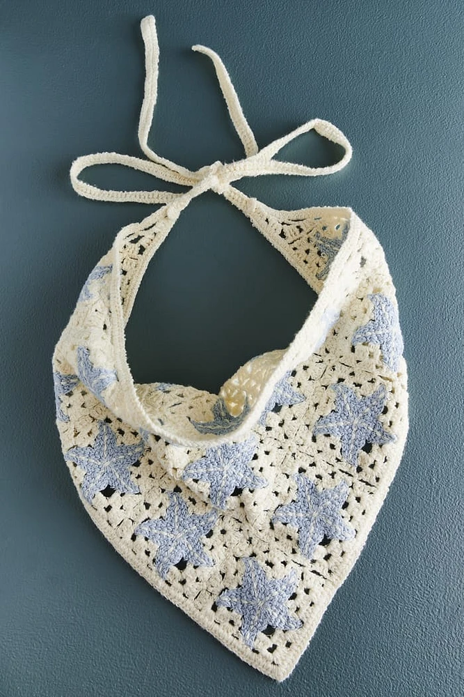 Blue Starfish Crochet Hair Scarf