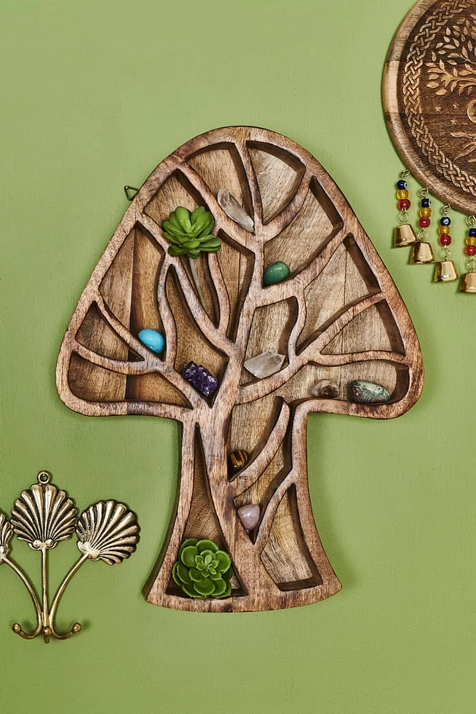Mushroom Tree Wood Shelf