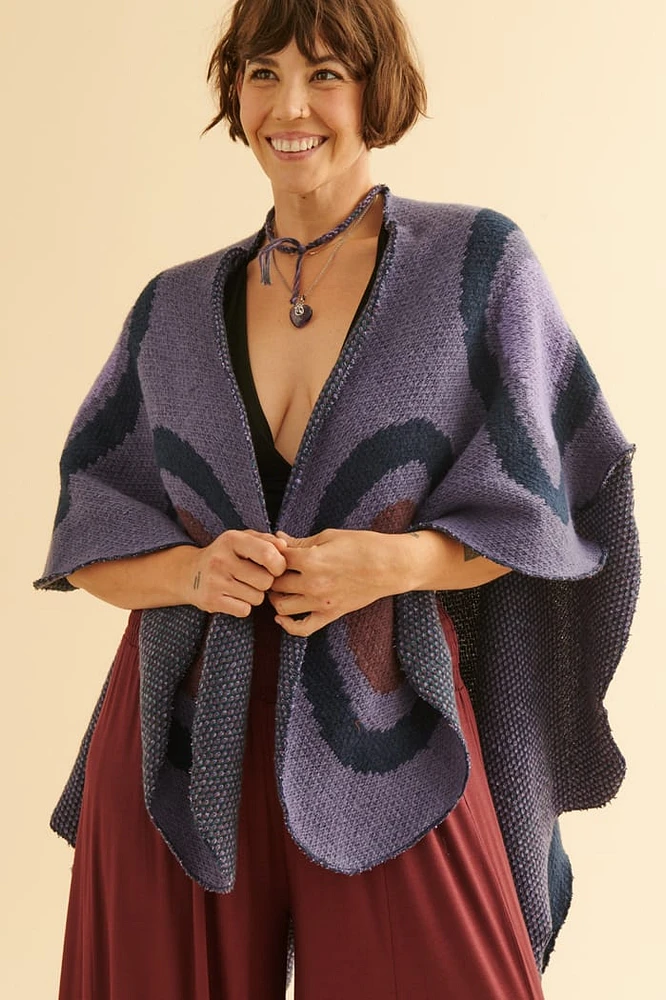 Blue Moth Silhouette Open Shawl