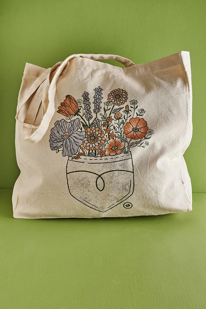 EBX Pocket Flowers Tote Bag