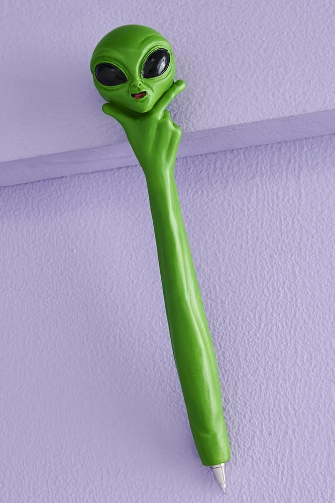 Green Alien Head Ink Pen