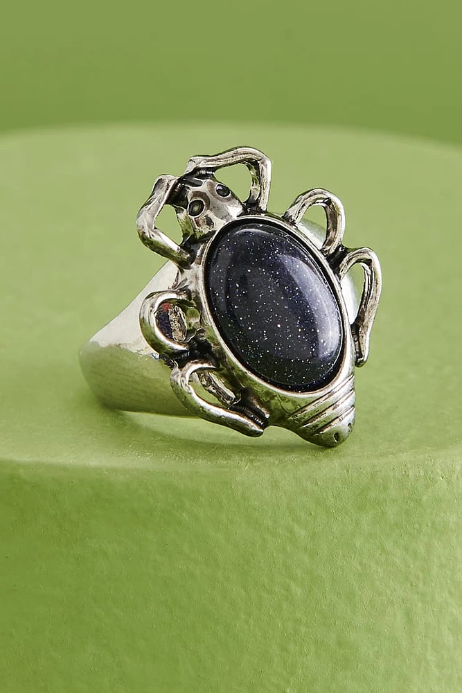 Buy Blue Sandstone Beetle Ring - Mystical boho Jewelry