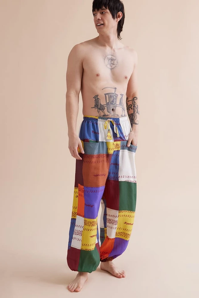 Rainbow Patchwork Print Pants