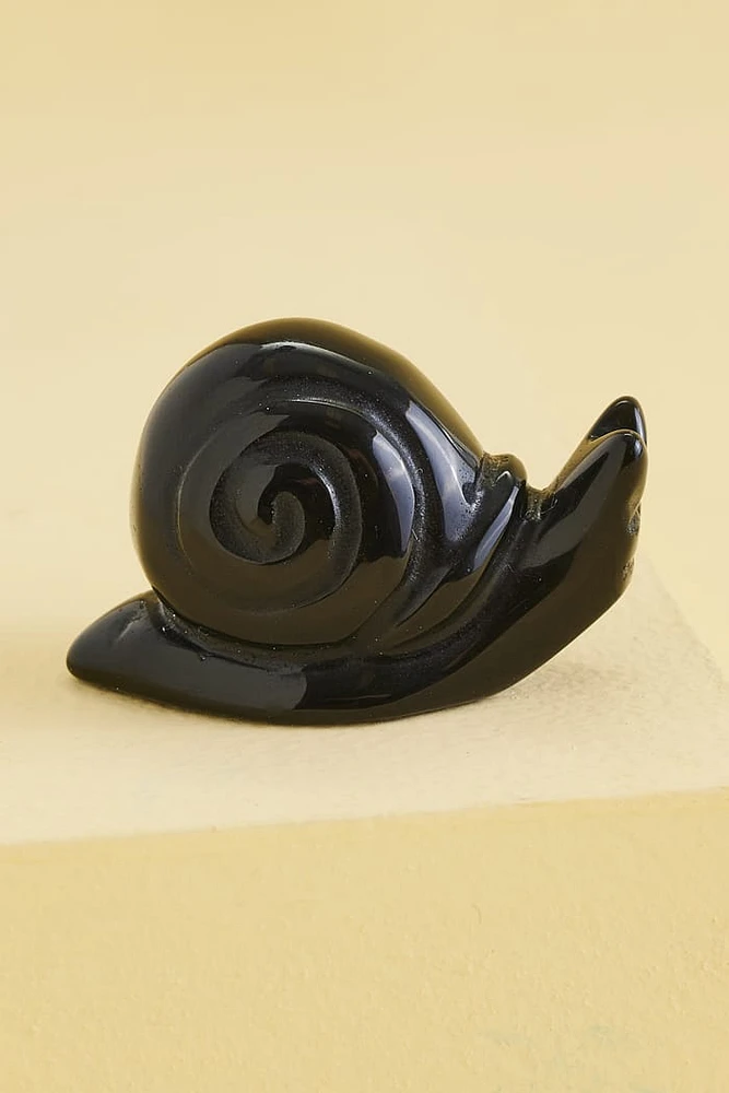 Black Obsidian Snail Figurine