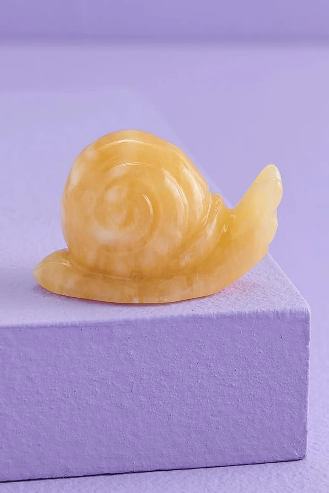 Yellow Jade Snail Figurine