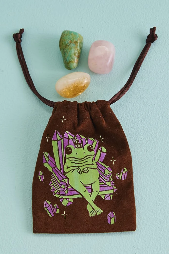 EBX Crystal Frog Velvet Pouch