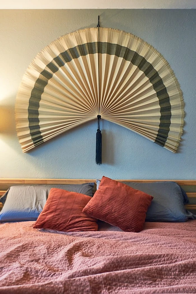 Black Striped Vietnam Bamboo Fan