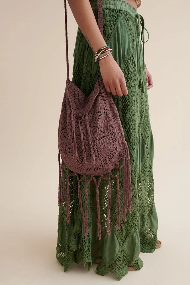 Plum Crochet Crossbody Bag