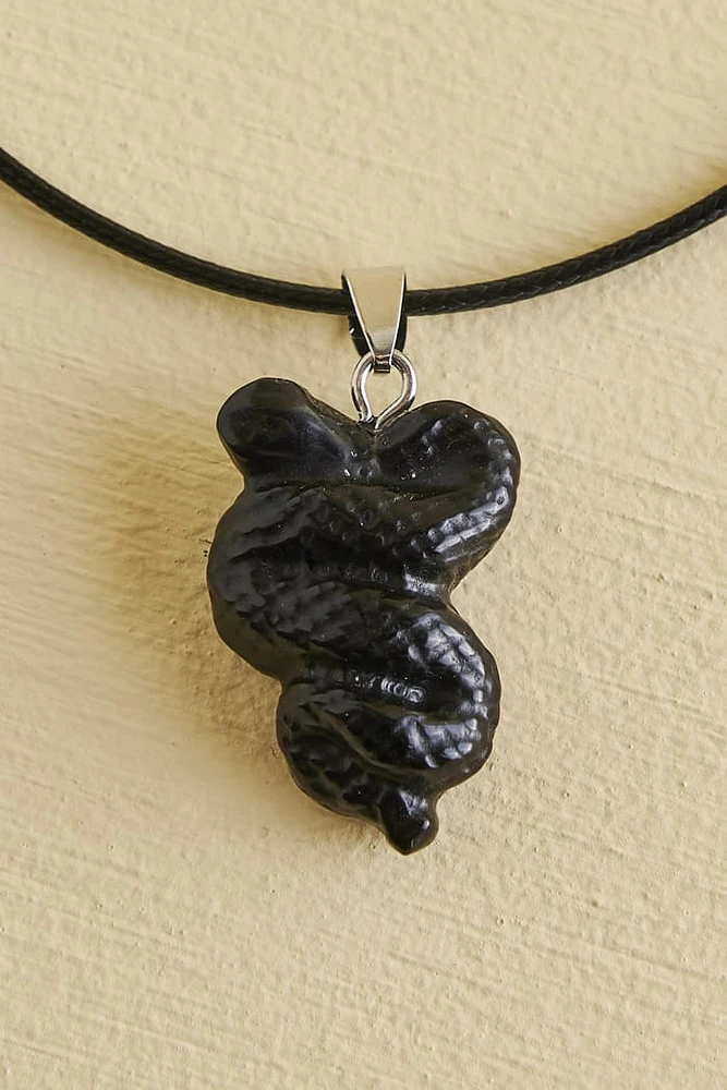 Black Obsidian Slithering Snake Necklace