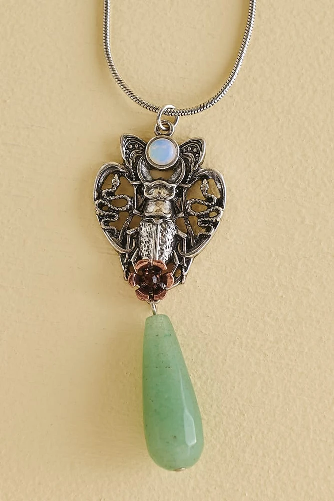 Green Aventurine Beatle Necklace