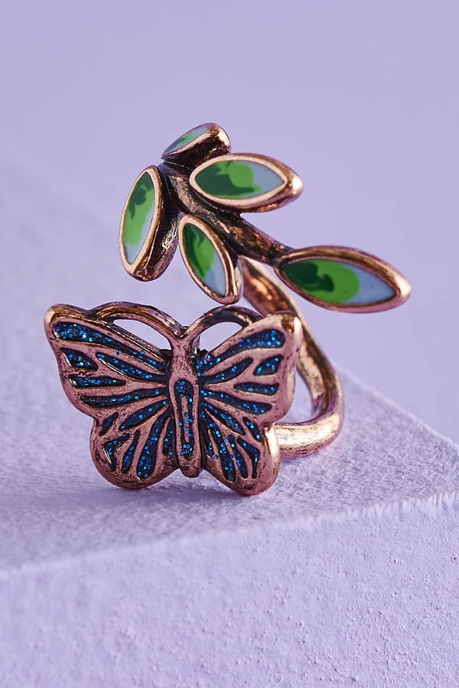 Butterfly Garden Glitter Ring
