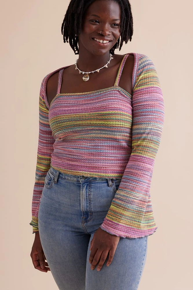 Micro Striped Tank and Shrug Set
