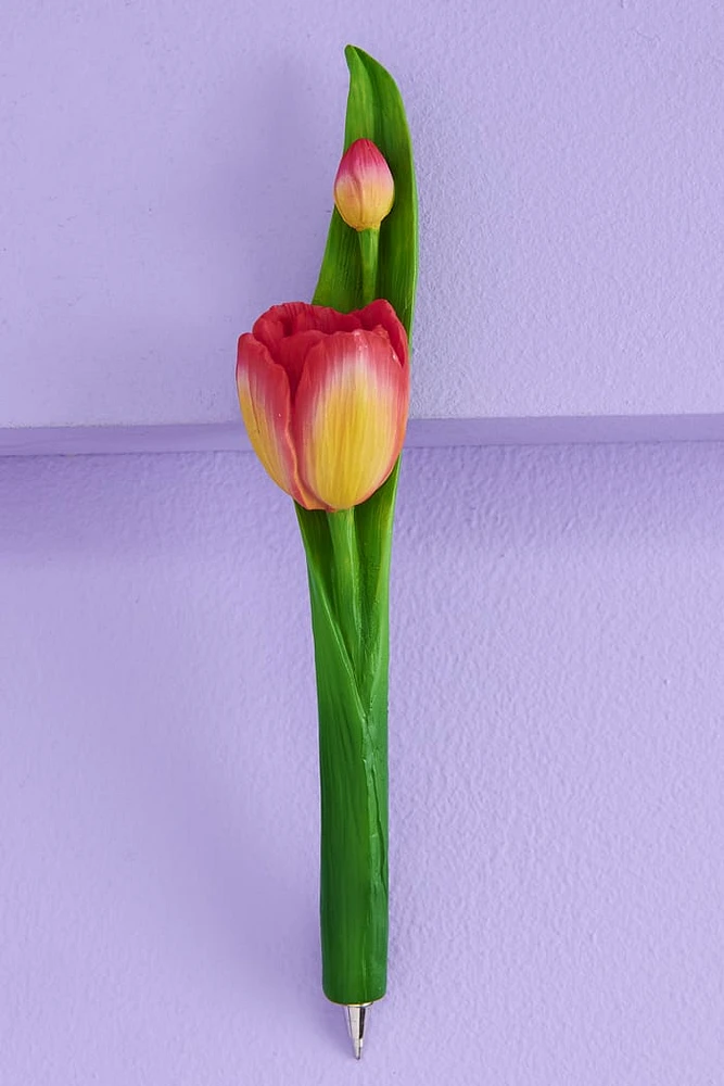 Pink Tulip Flower Ink Pen