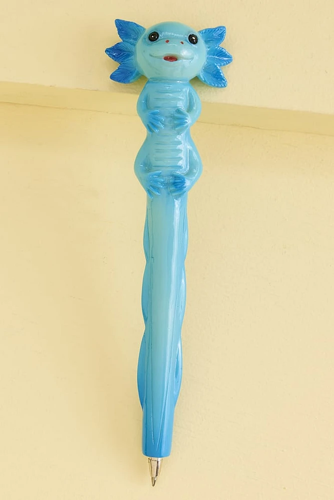 Standing Blue Axolotl Mushroom Ink Pen