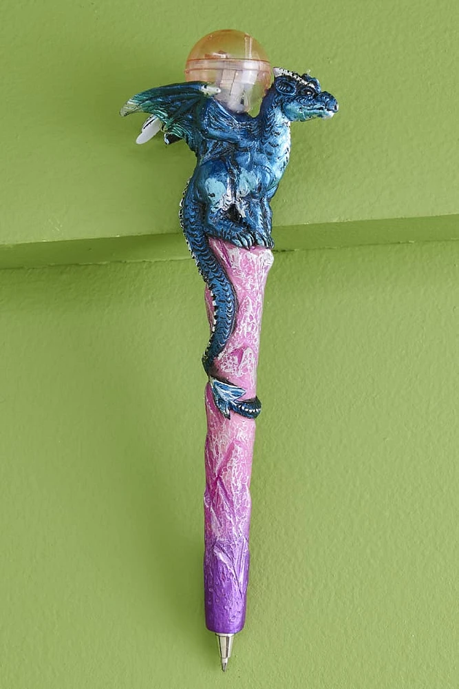 LED Blue Sitting Dragon Ink Pen