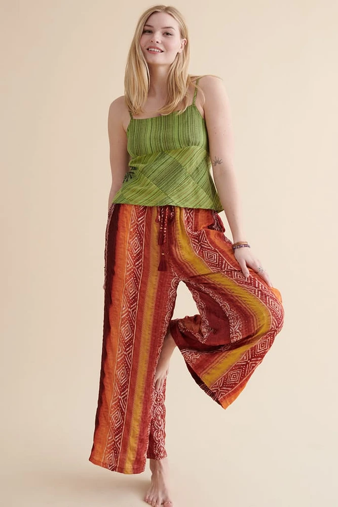 Sunset Shimmer Sari Wide Leg Pants
