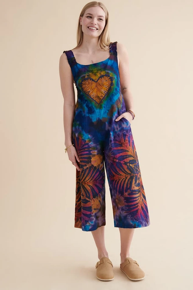 Rainbow Heart Artisan Tie Dye Overalls