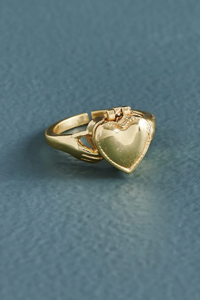 Gold Heart Locket Ring