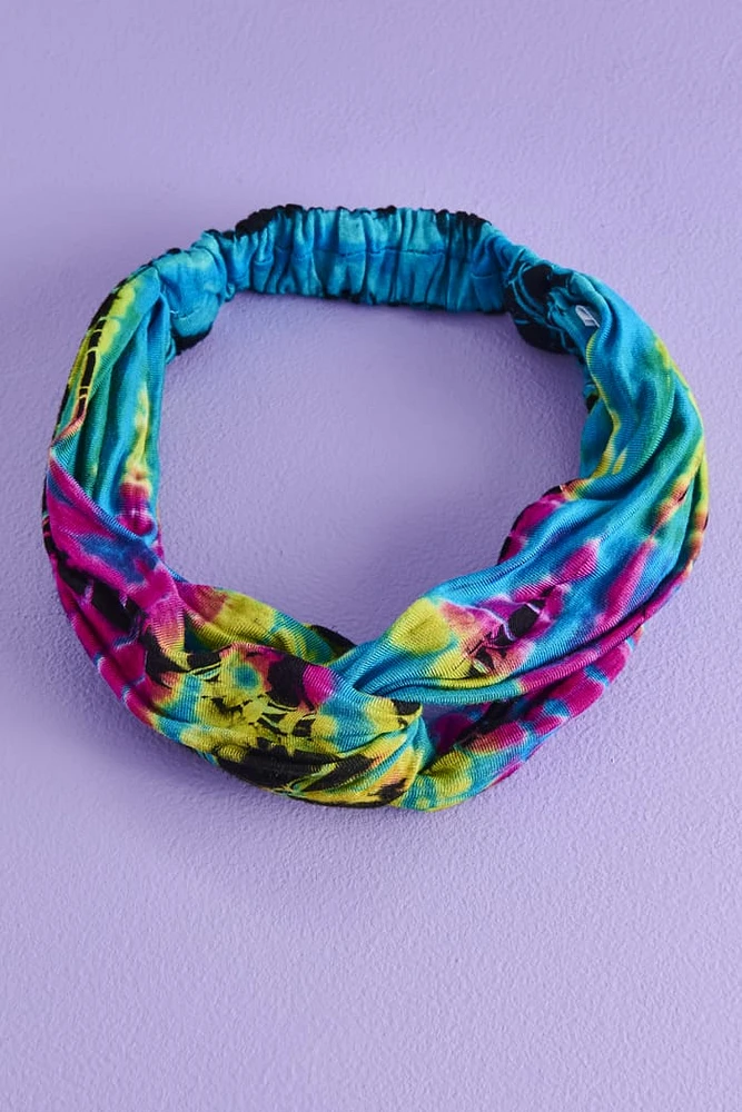 Neon Teal Tie Dye Headband