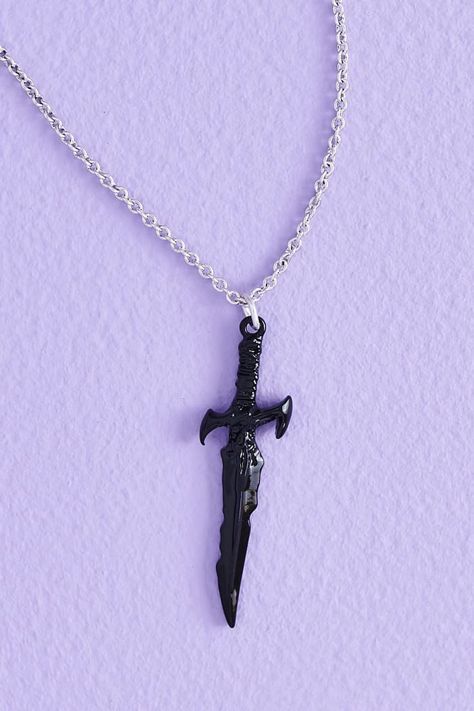 Black Mini Dagger Necklace