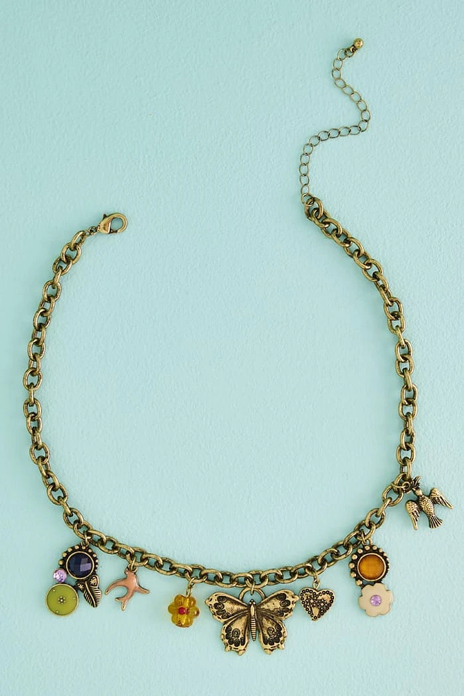 Bronze Dainty Dove Charm Necklace
