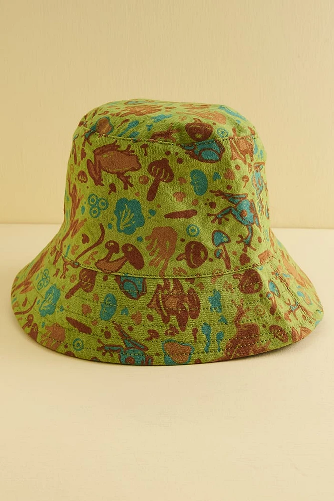 Get Green Frog Mushroom Bucket Hat - boho Hippie Festival Wear