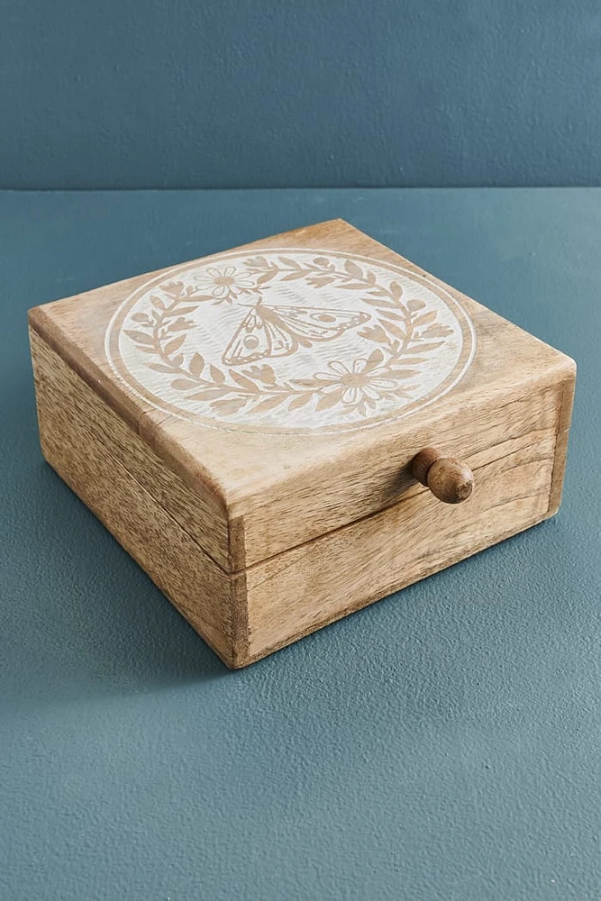 Flower Moth Wood Box