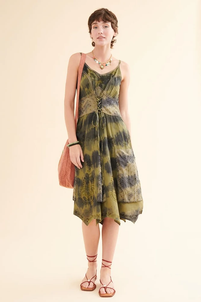 Discover the Magic of Green Tie Dye Embroidered Fairy Dress - Buy Today