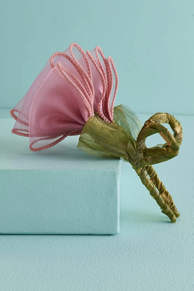 Pink Tulle Flower Claw Clip
