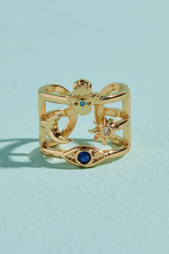 Gold Mystic Stacked Icon Ring
