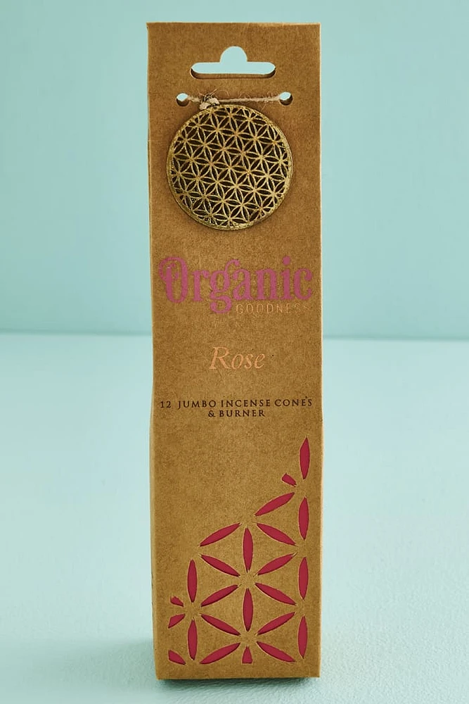 Rose Organic Goodness Incense Cone and Burner Set