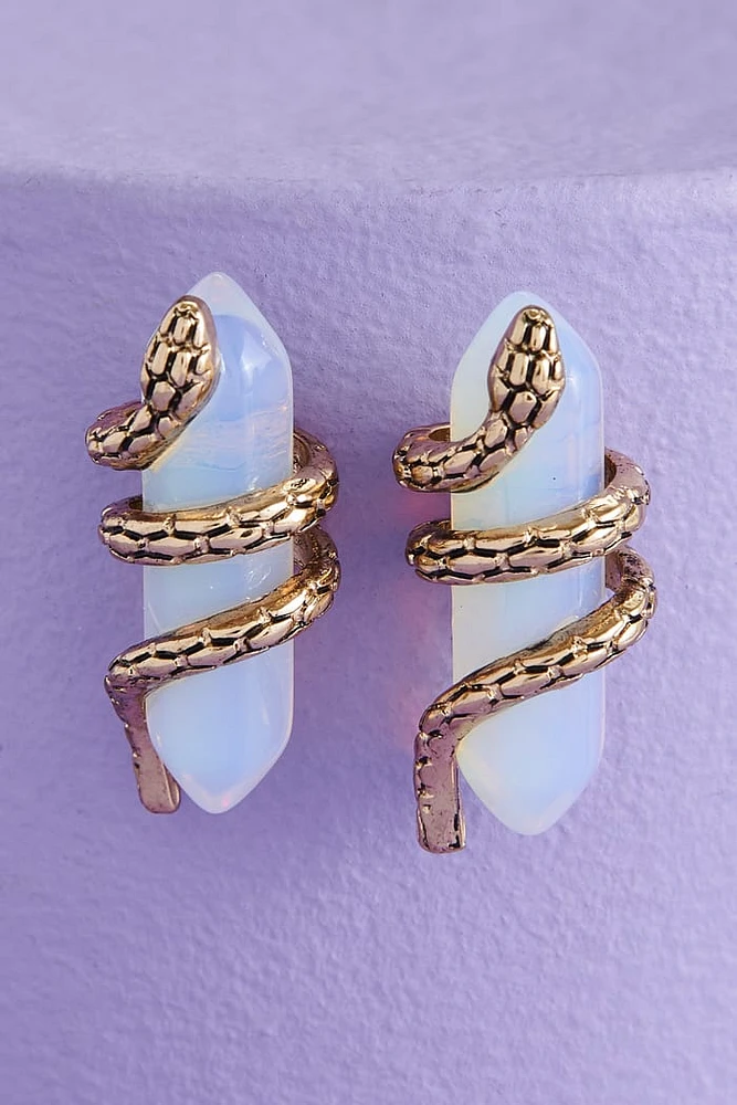 Enchant Your Look - Shop Opalite Snake Wrapped Earrings