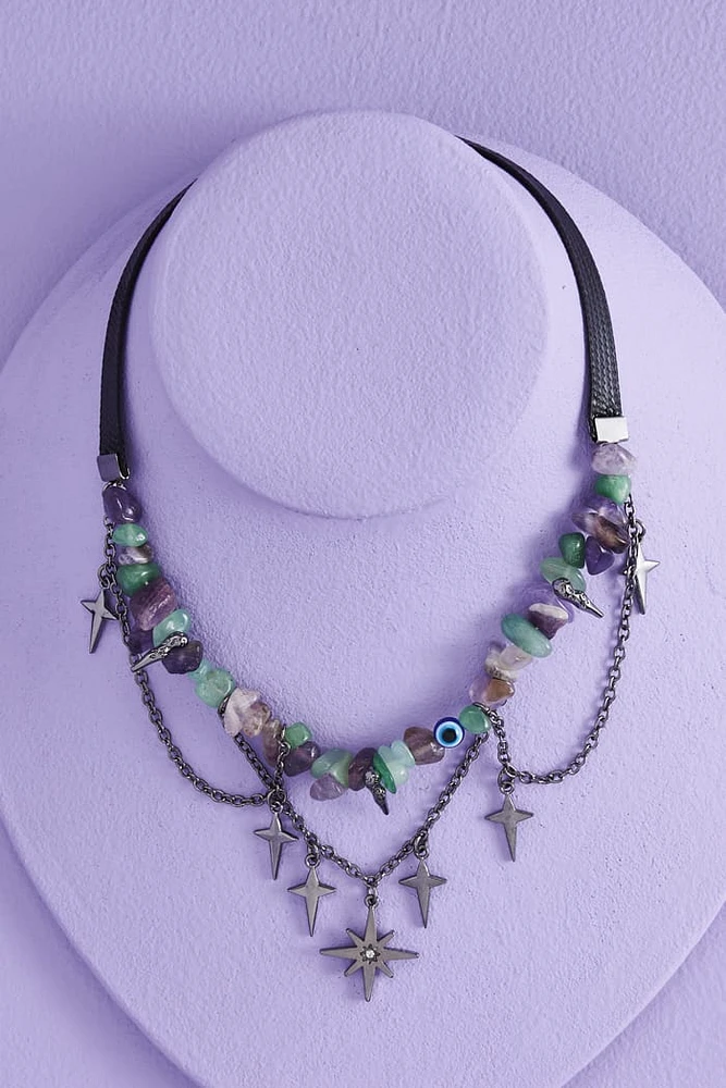 Mystic Star Stone Chip Necklace
